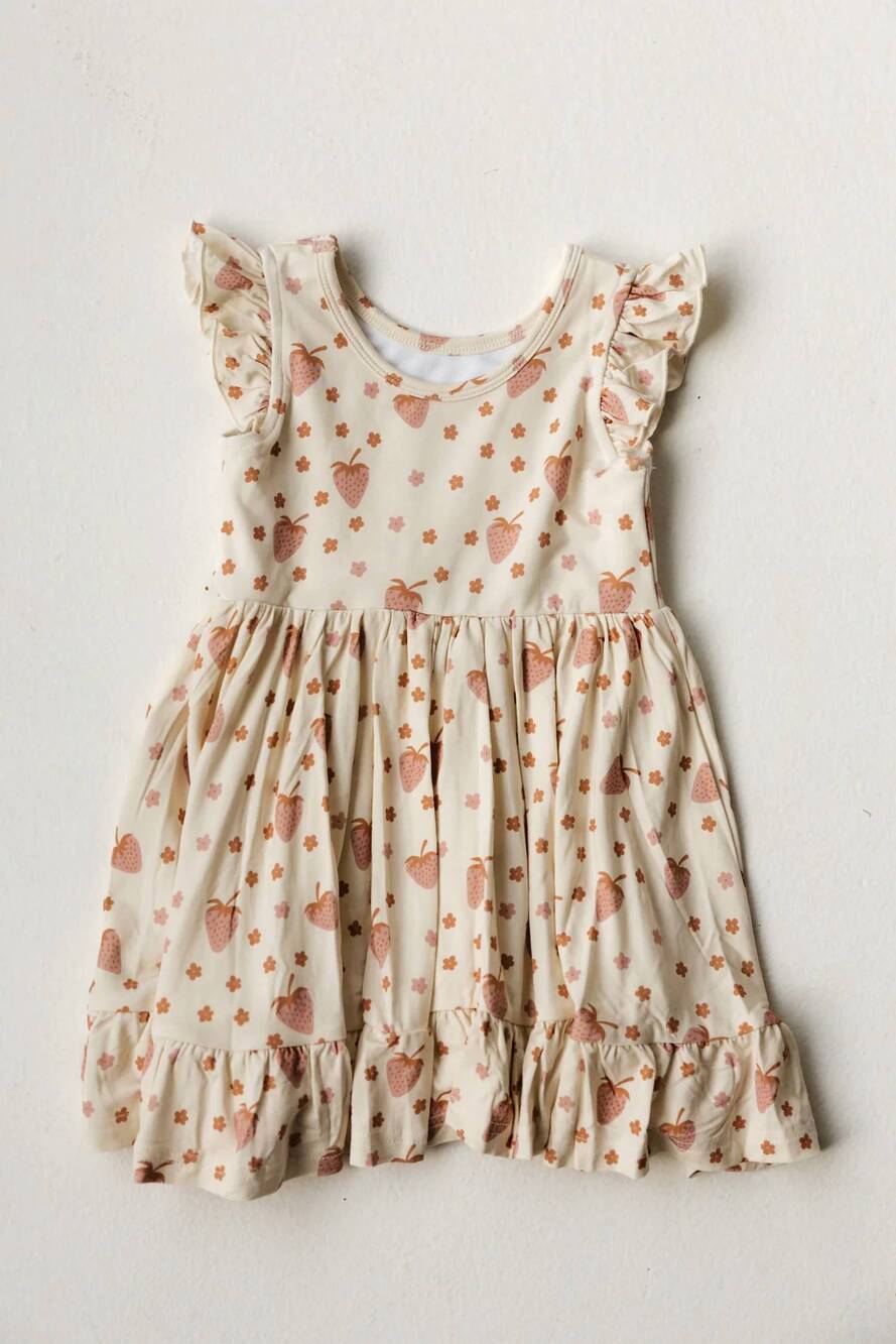 NEW BABYSPROUTS girl's sleeveless twirl dress in strawberries